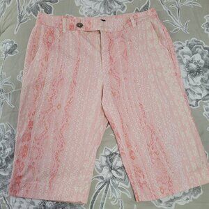 Bandolino Cotton Bermuda Shorts Pink Print Size 6 (runs large)